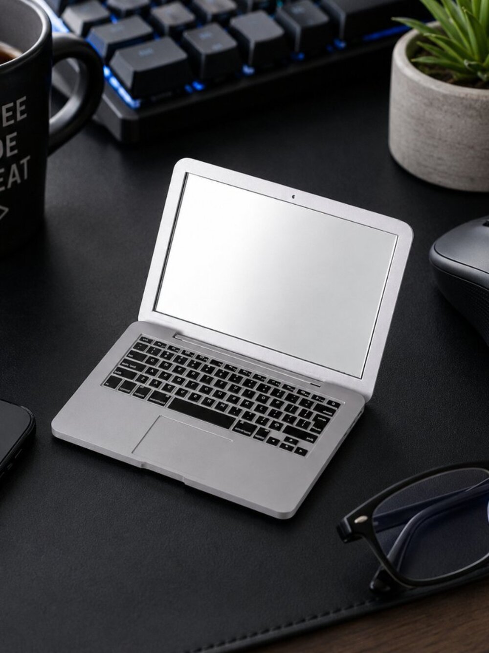 Laptop style Compact Mirror Mini Computer Pocket Mirror Novelty Tech Gift